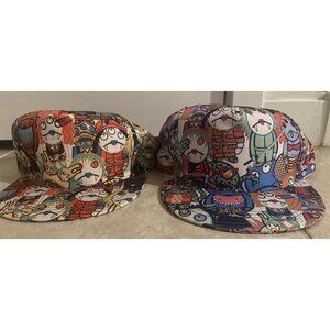 (2) The Monsters Style SnapBack Hat Cap Neon Print Anime Kasing Lung Pop Mart